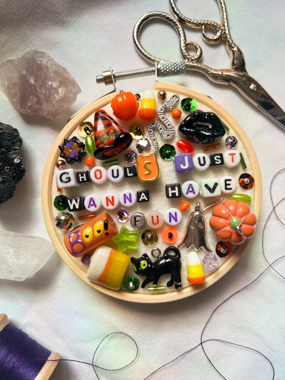 ghouls halloween mini charm embroidery