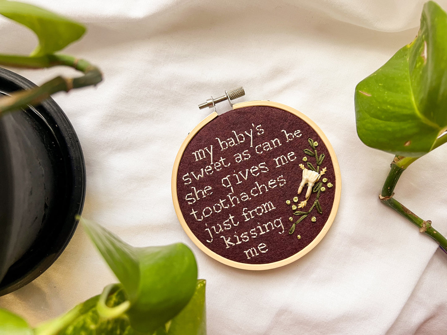 toothaches embroidery hoop