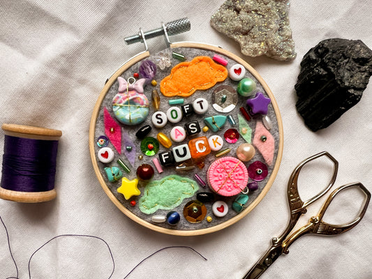 soft as fuck charm embroidery *mini* grey