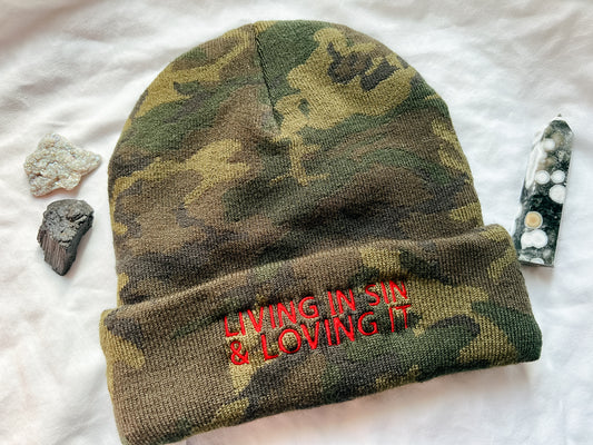 living in sin & loving it beanie