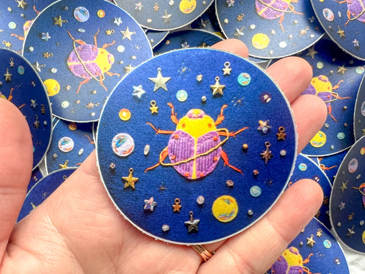 cosmic beetle iridescent stickers