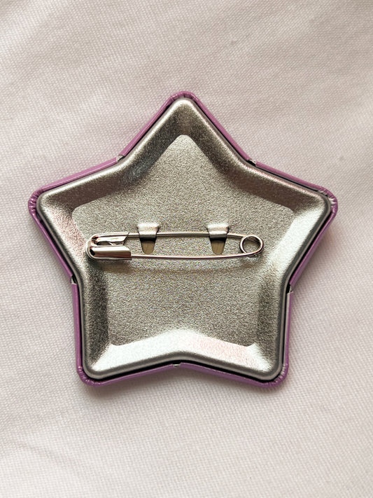 smoking chicken star-shaped holographic pin