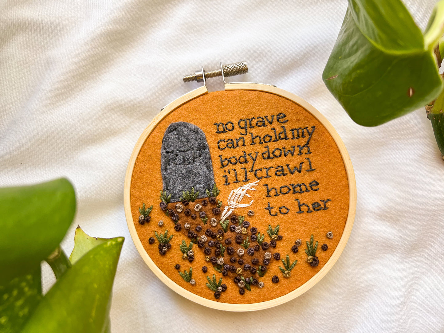 i’ll crawl home to her embroidery hoop