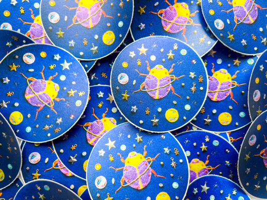 cosmic beetle iridescent stickers