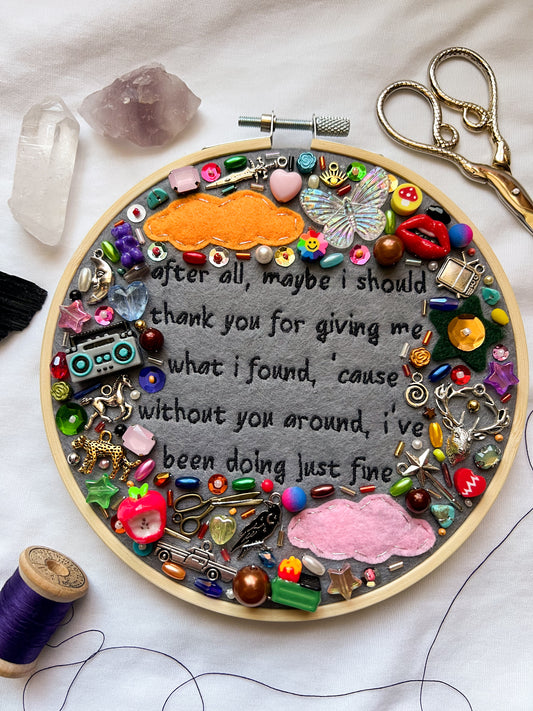 EVERY TIME I HEAR THAT SONG brandi carlile charm embroidery