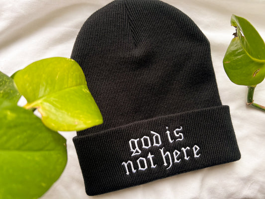 god is not here beanie
