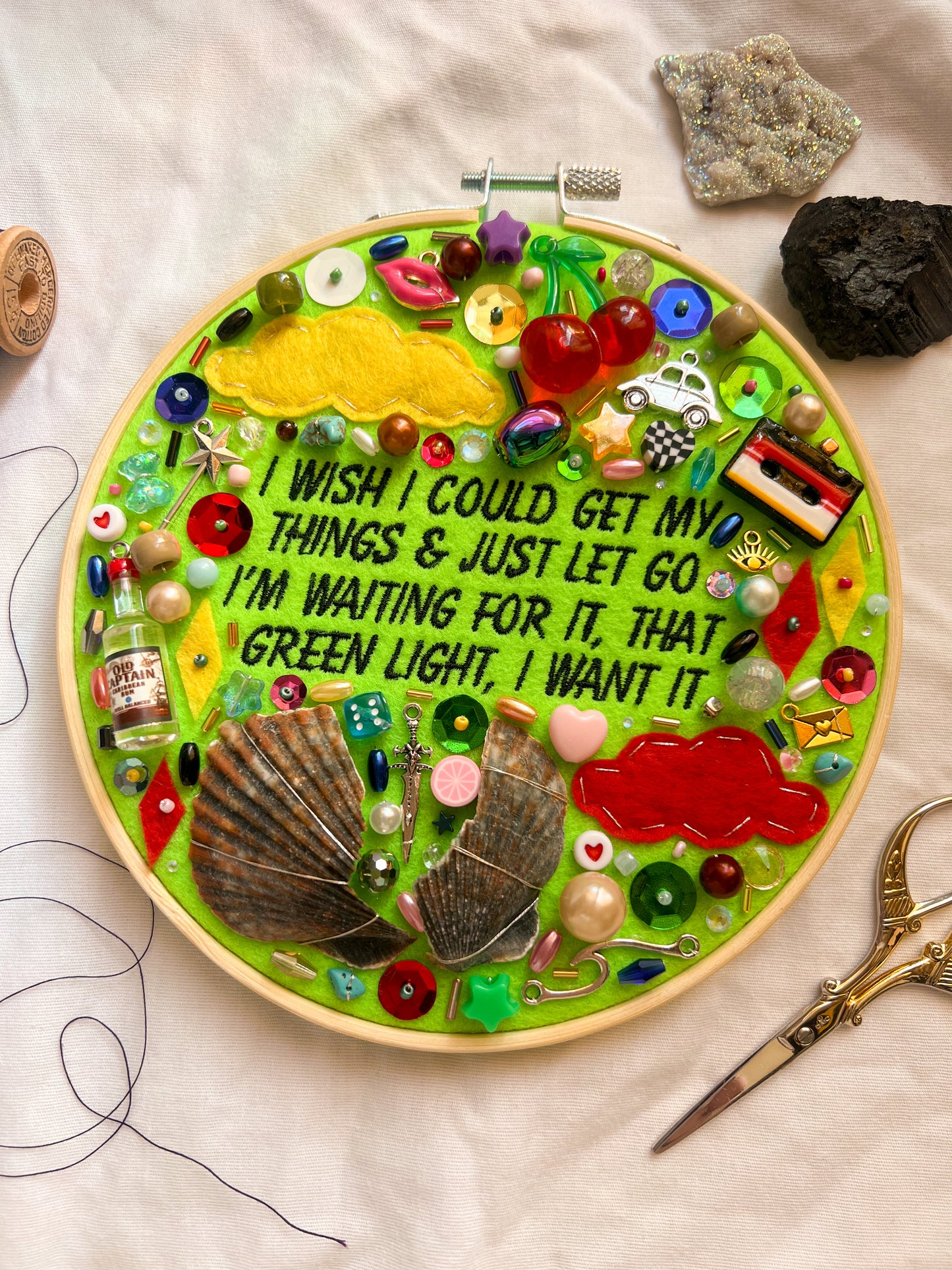 GREEN LIGHT lorde charm embroidery