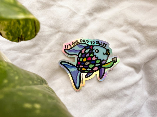 rainbow fish holographic sticker