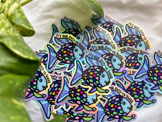 rainbow fish holographic sticker