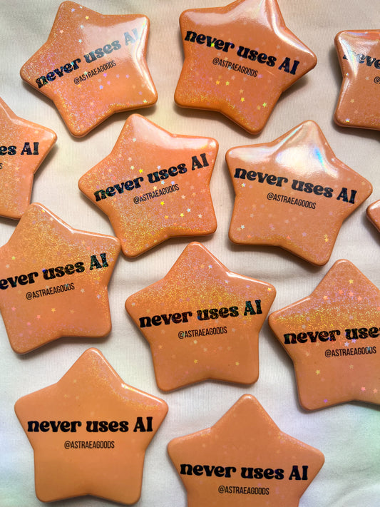 never uses AI star-shaped holographic pin