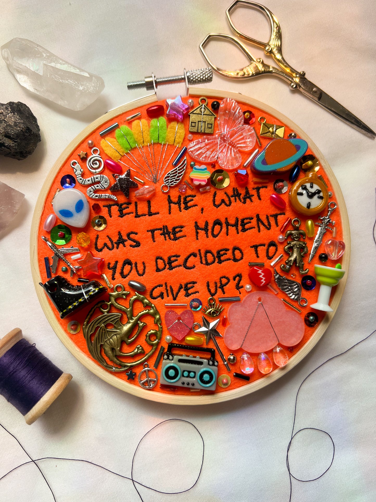 PARACHUTE (orange, give up) hayley williams charm embroidery