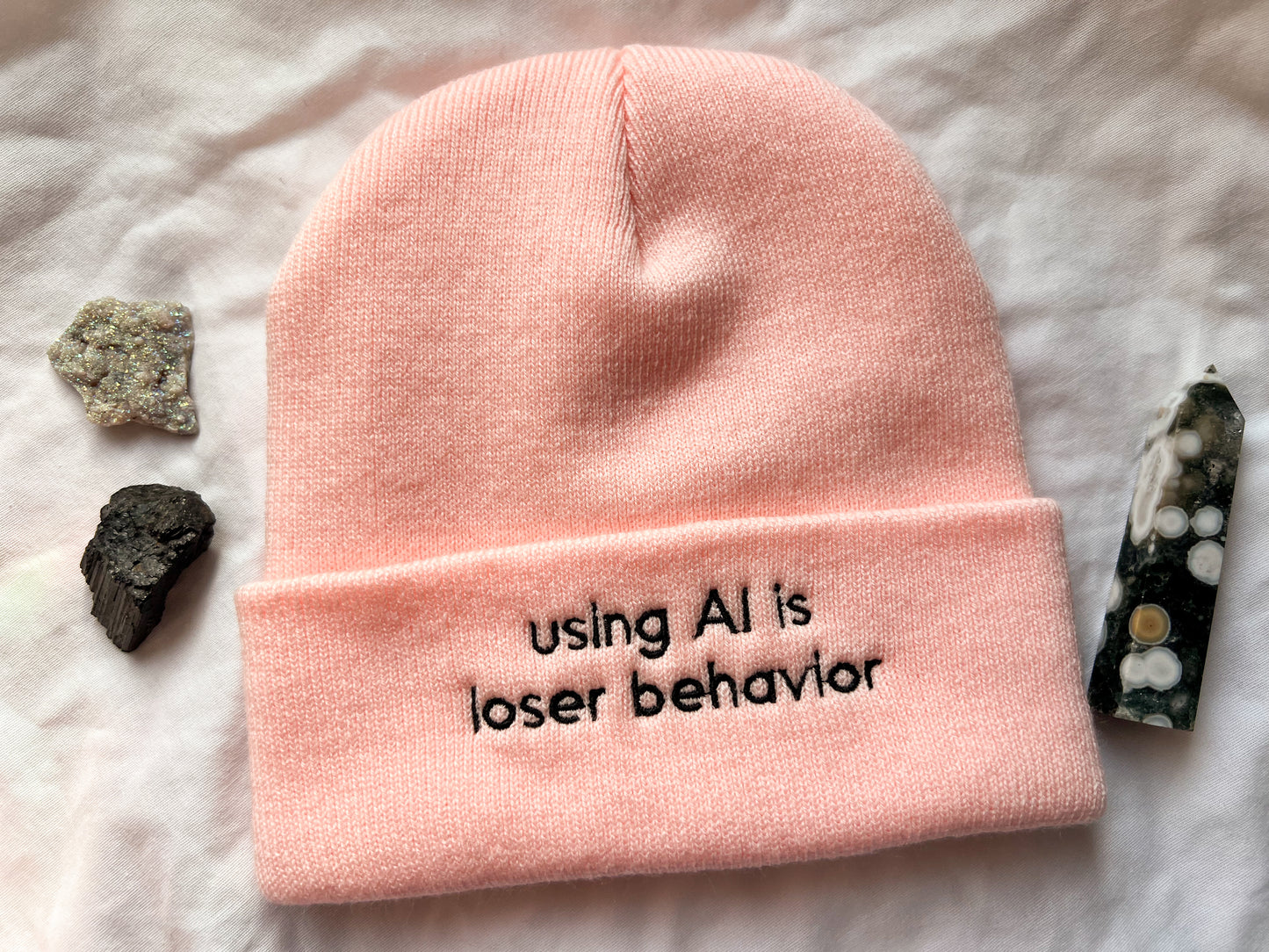 using AI is loser behavior beanie