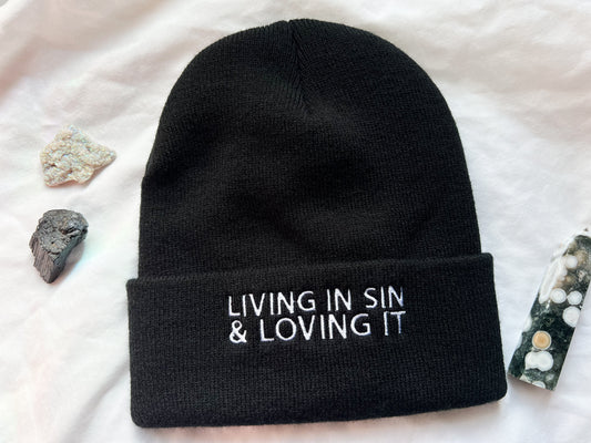 living in sin & loving it beanie