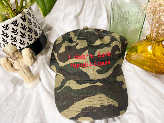 i don't fuck republicans cap (PREORDER)
