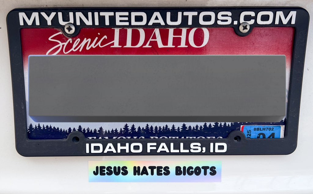 jesus hates bigots mini bumper sticker