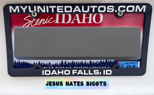 jesus hates bigots mini bumper sticker