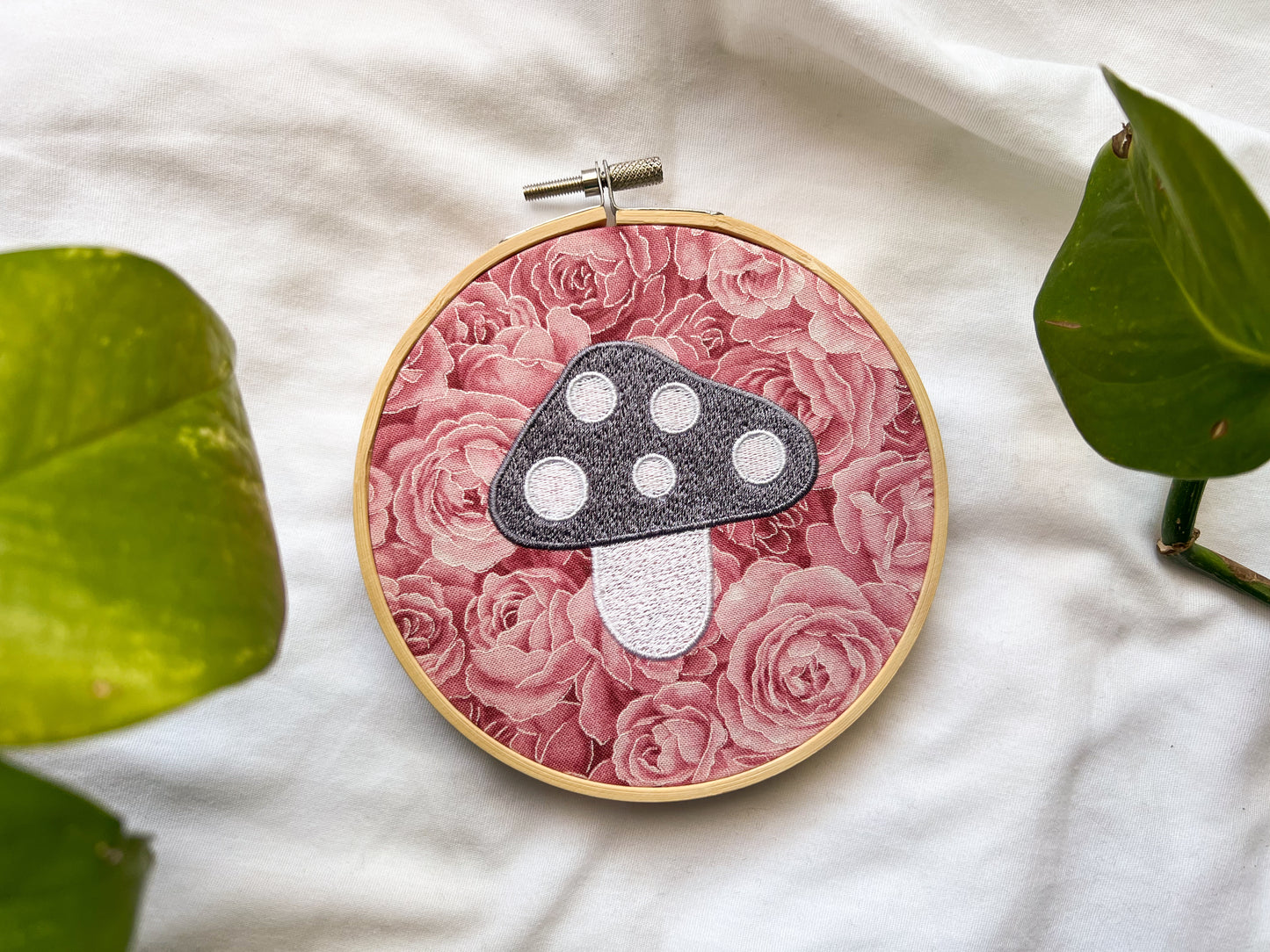 floral mushie embroidery hoop