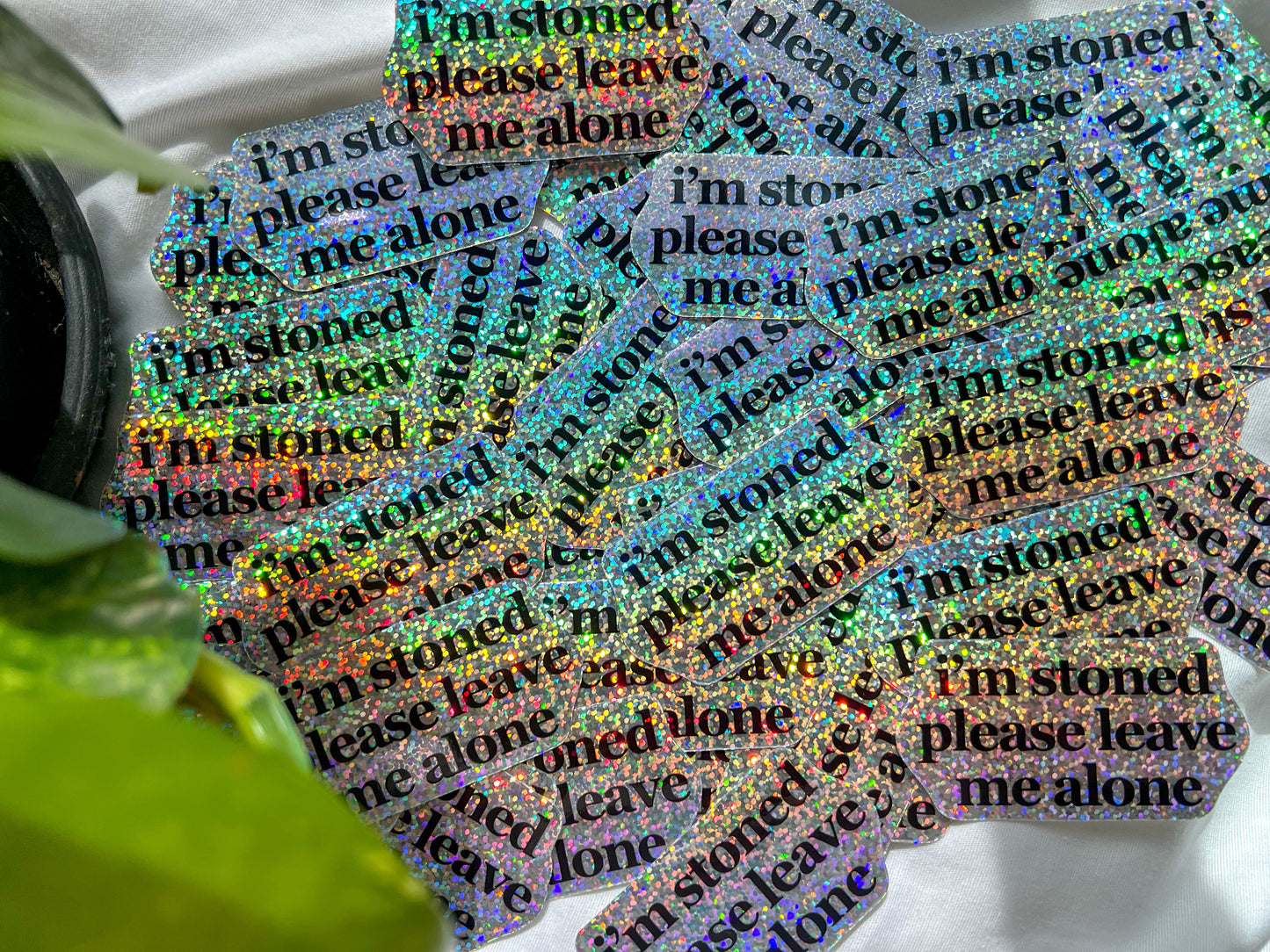 i’m stoned holographic glitter sticker