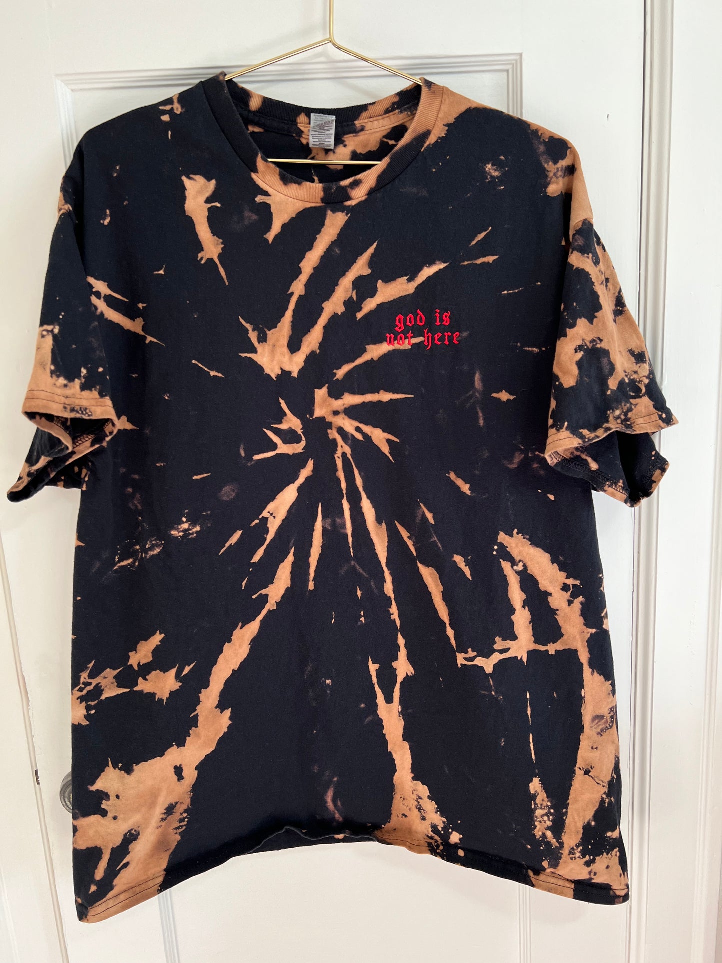 god is not here tshirt (bleach-dye)