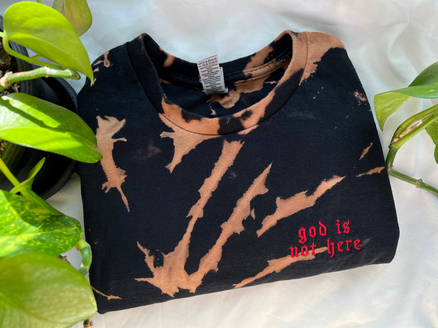 god is not here tshirt (bleach-dye)
