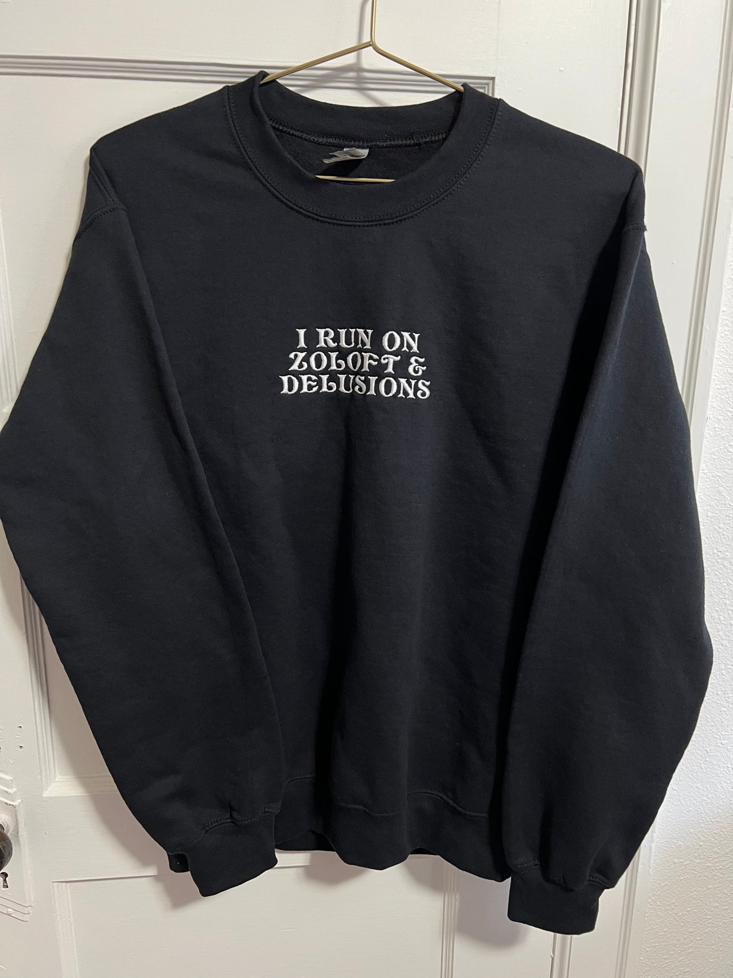i run on ______& delusions embroidered crewneck (PREORDER)