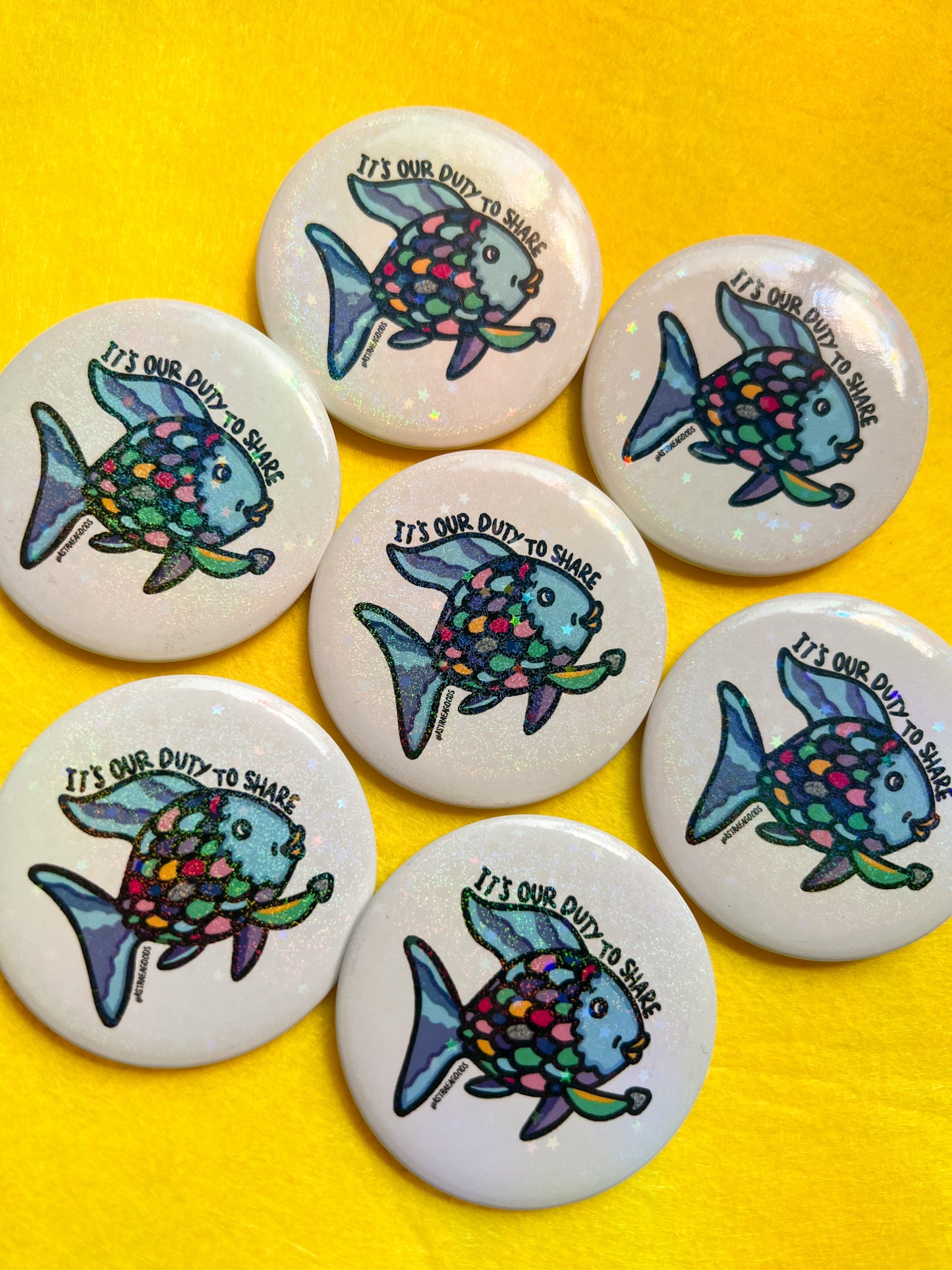 rainbow fish holographic pin
