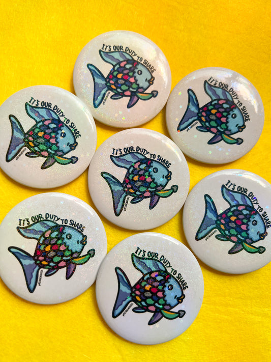 rainbow fish holographic pin
