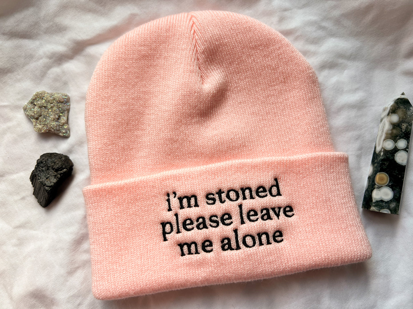 i’m stoned please leave me alone beanie