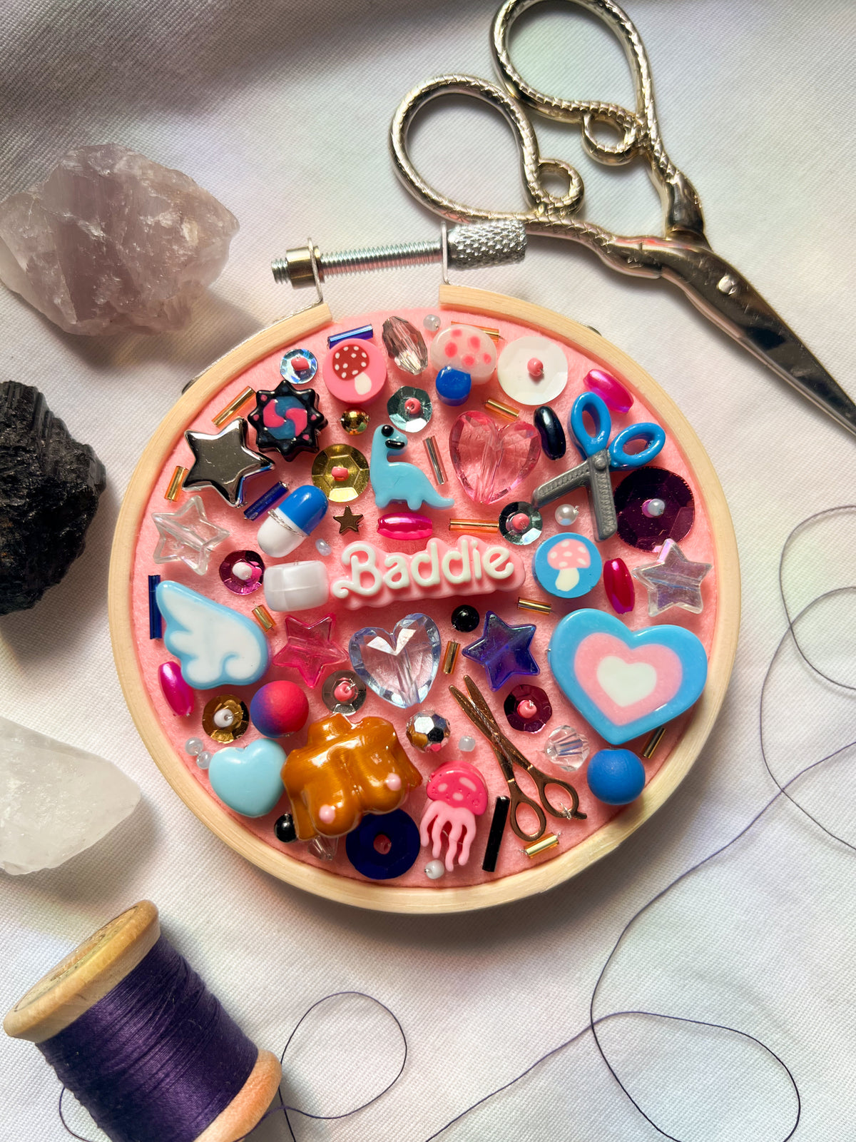 trans flag mini charm embroidery
