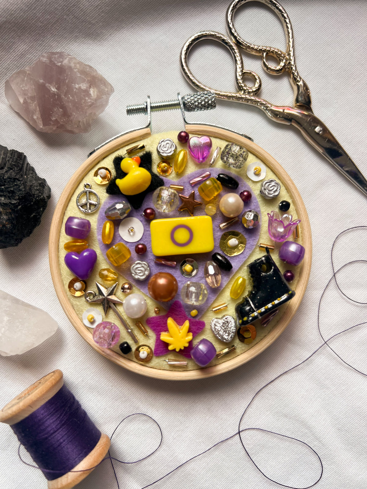 intersex flag mini charm embroidery