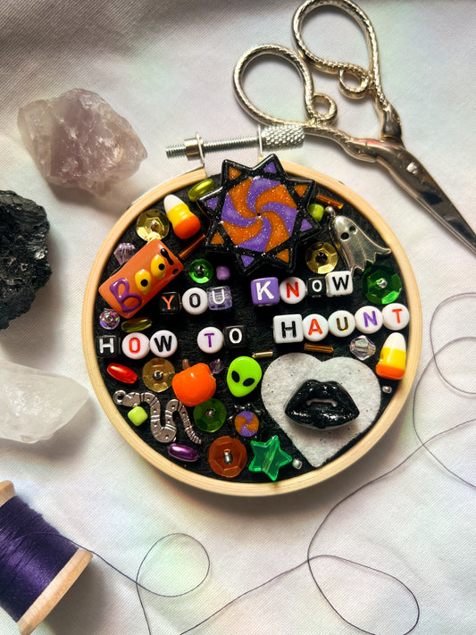 you know how to haunt mini halloween charm embroidery