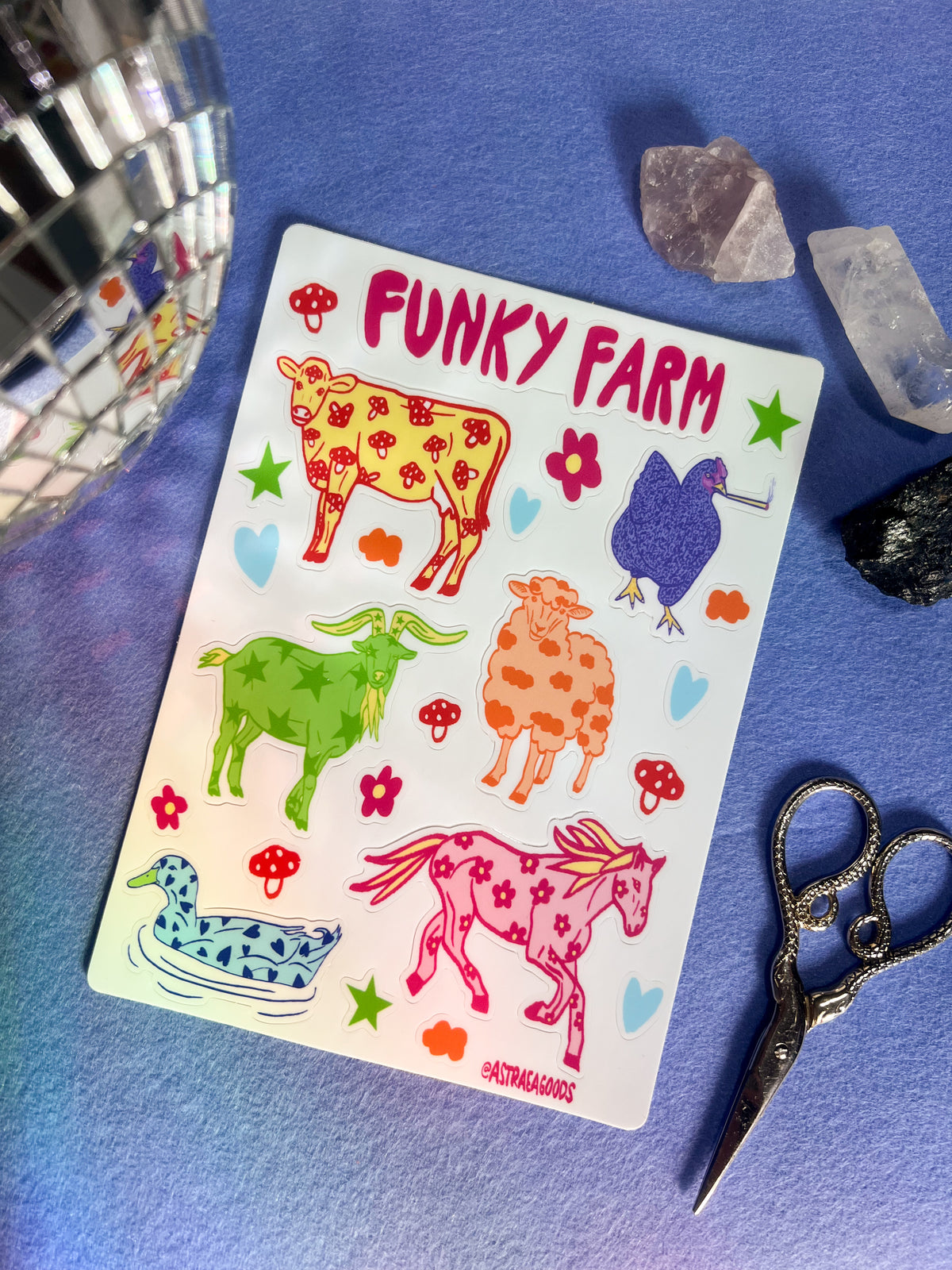 funky farm sticker sheet (5x7)