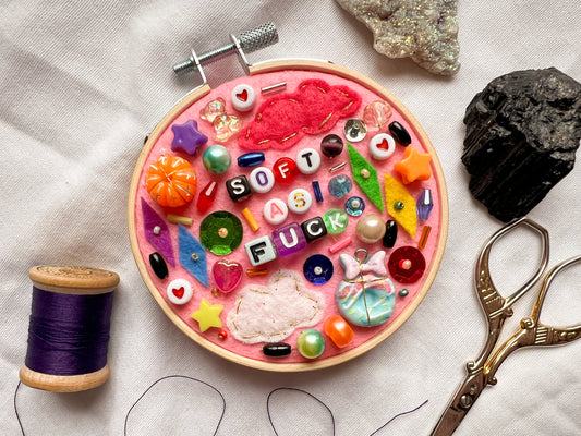 soft as fuck charm embroidery *mini* pink