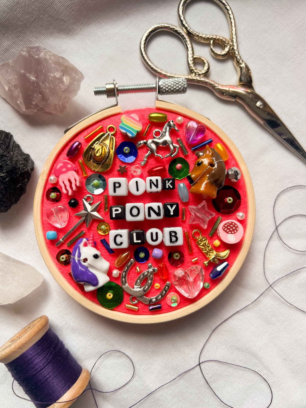 pink pony club mini charm embroidery