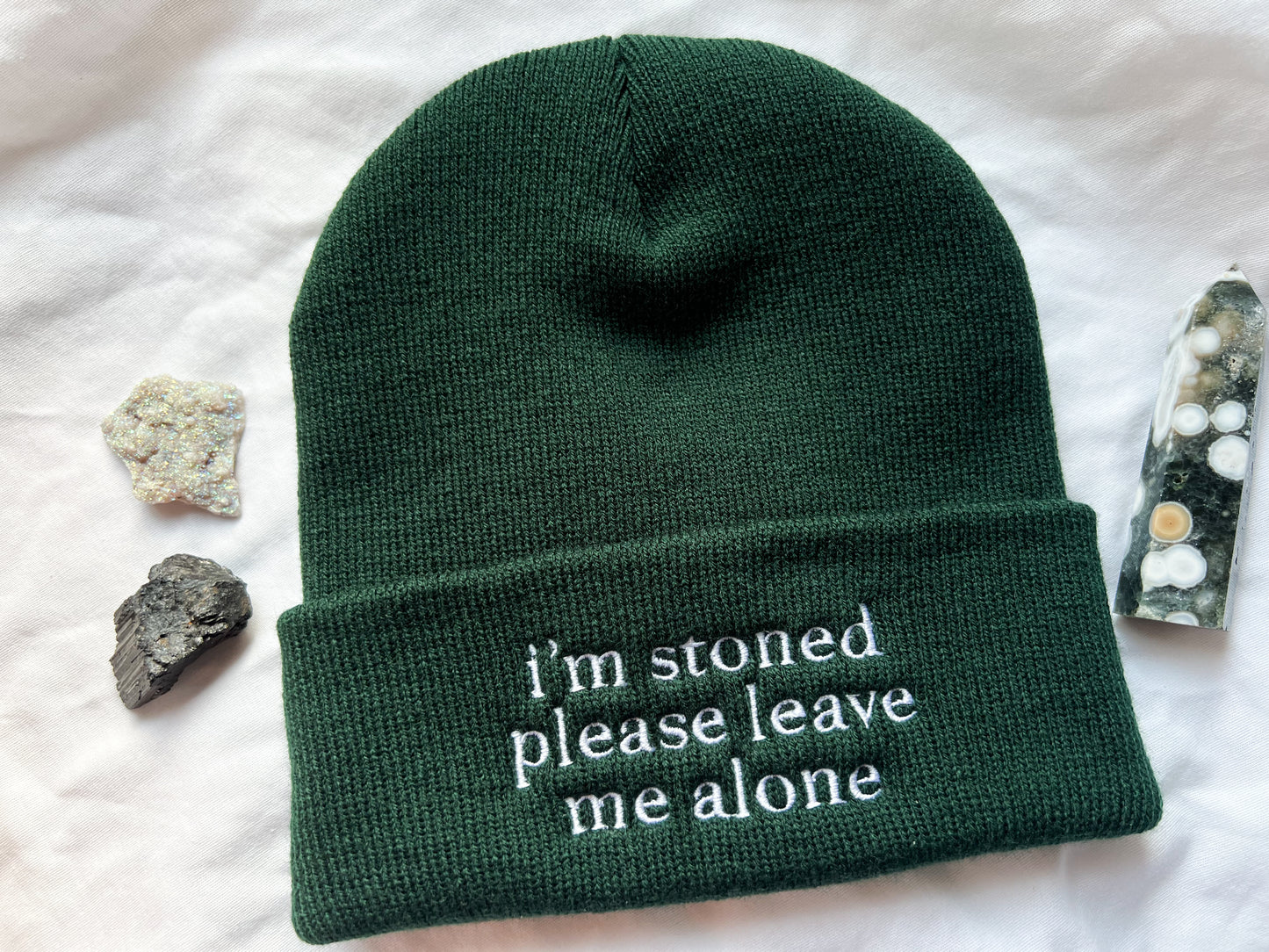 i’m stoned please leave me alone beanie
