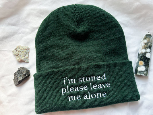 i’m stoned please leave me alone beanie