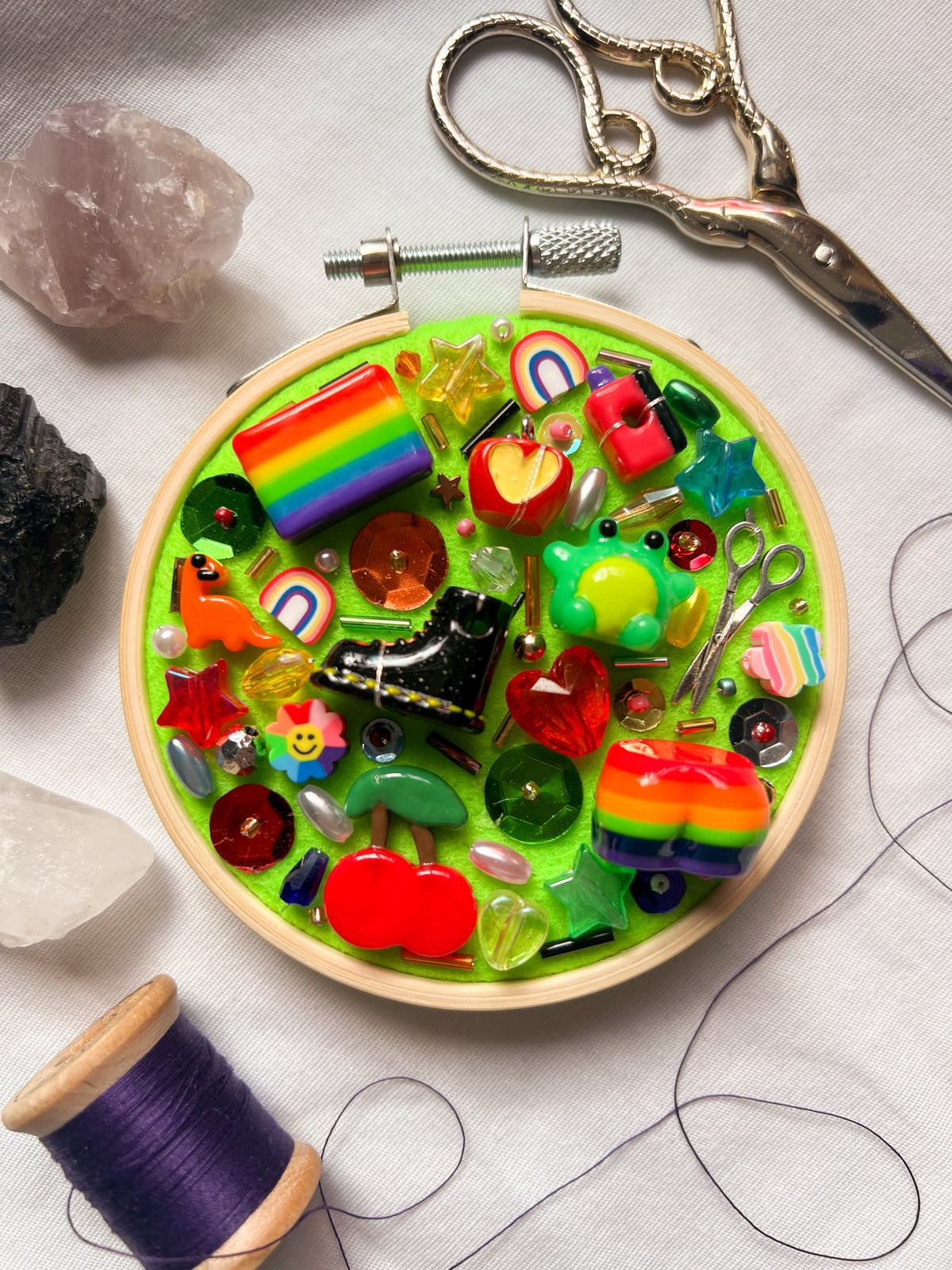 rainbow flag mini charm embroidery