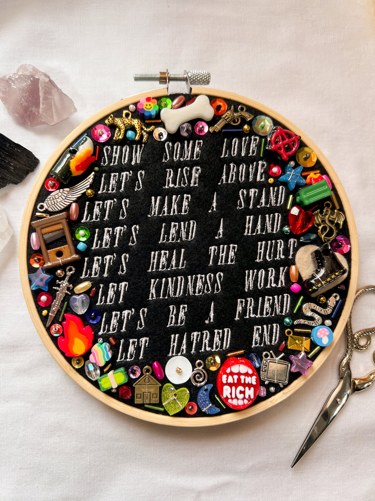 WORLD ON FIRE dolly parton charm embroidery