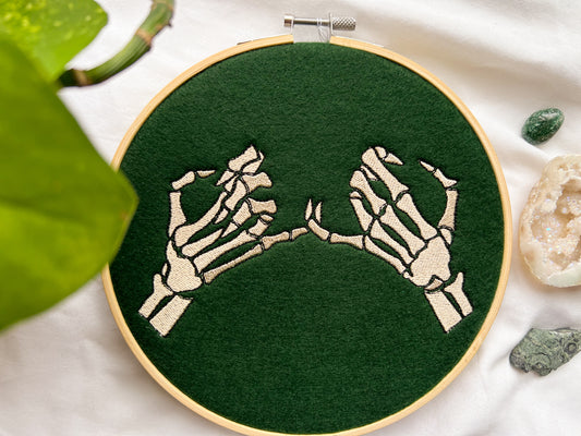 pinky promise skeleton embroidery