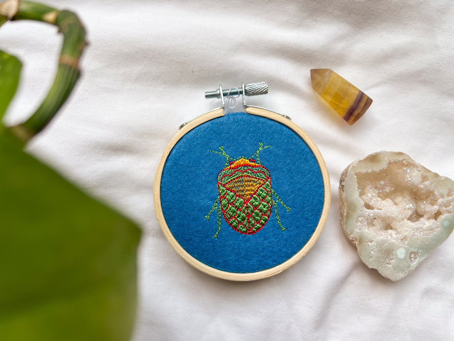 mini neon bugs embroidery hoop