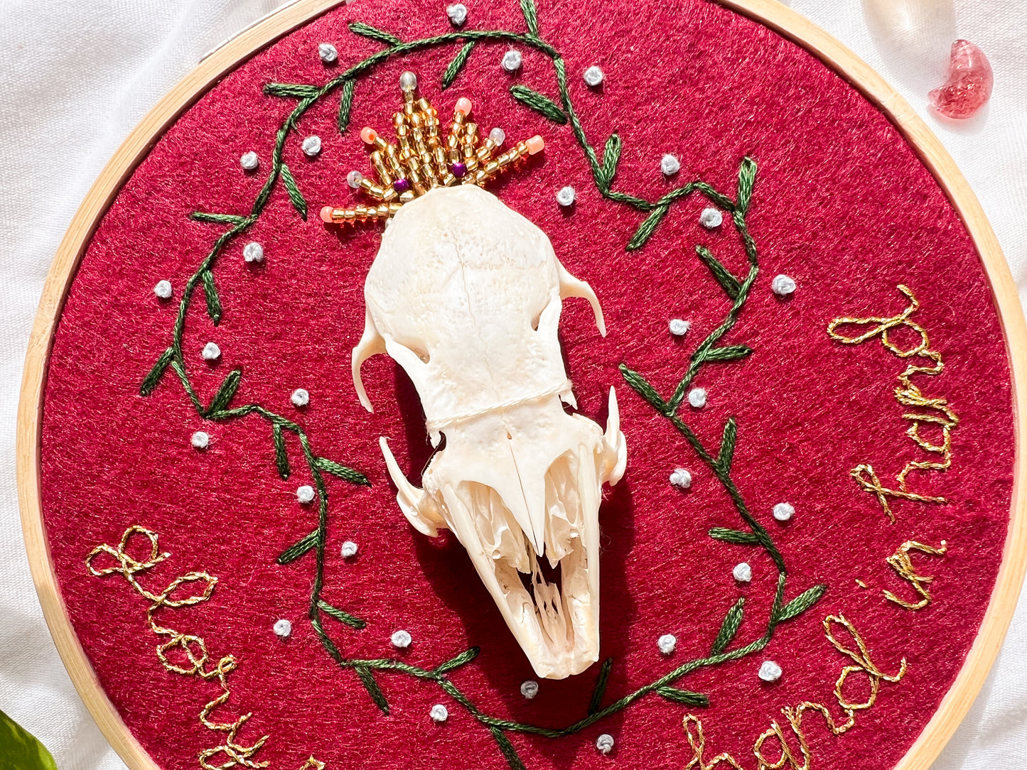 glory & gore rabbit skull embroidery