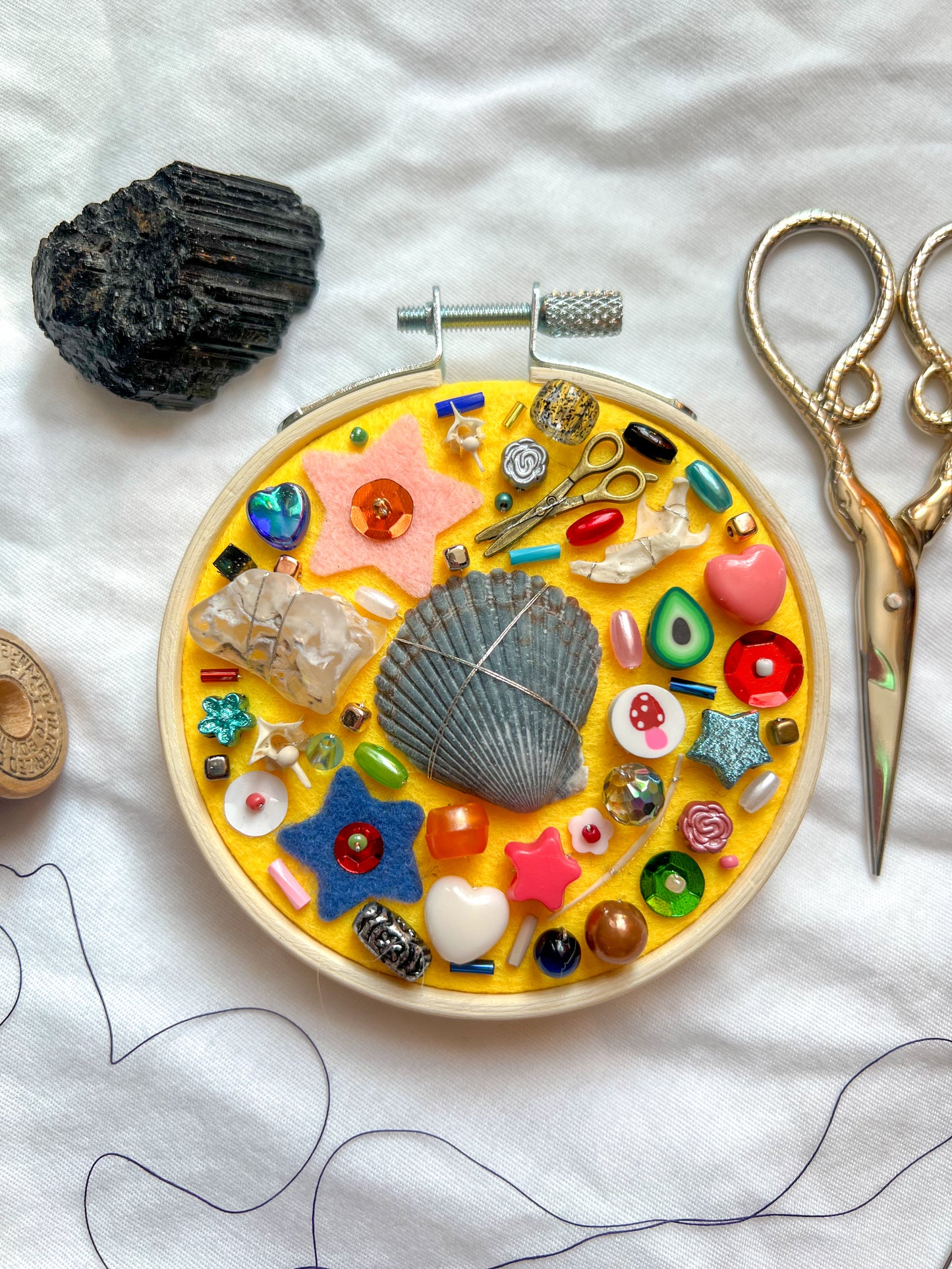 alectrona bone charm embroidery