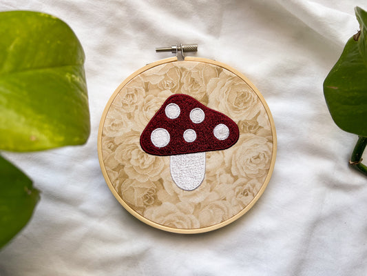 floral mushie embroidery hoop