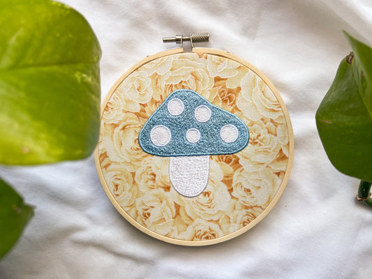 floral mushie embroidery hoop