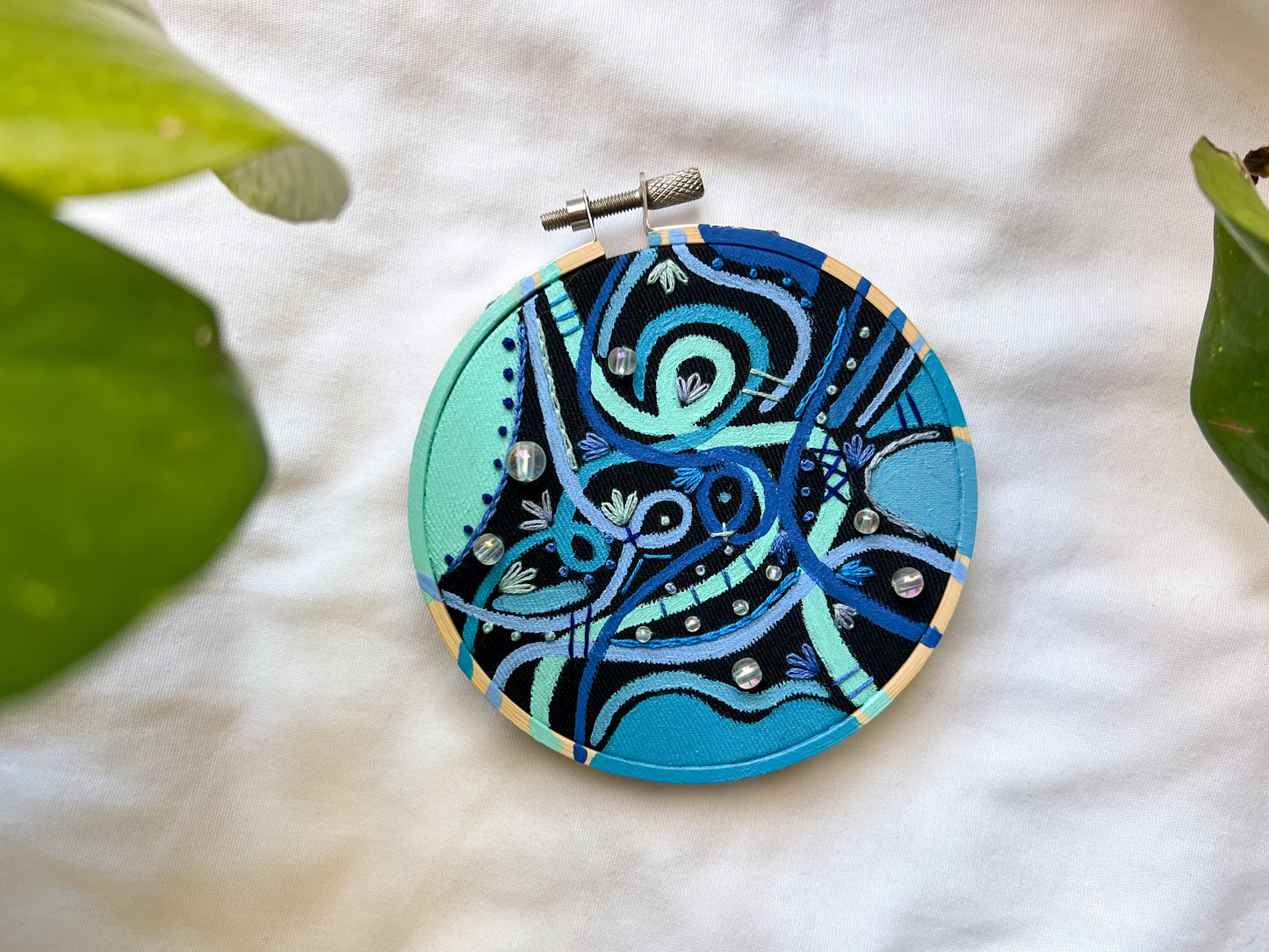 twilight abstract embroidery hoop