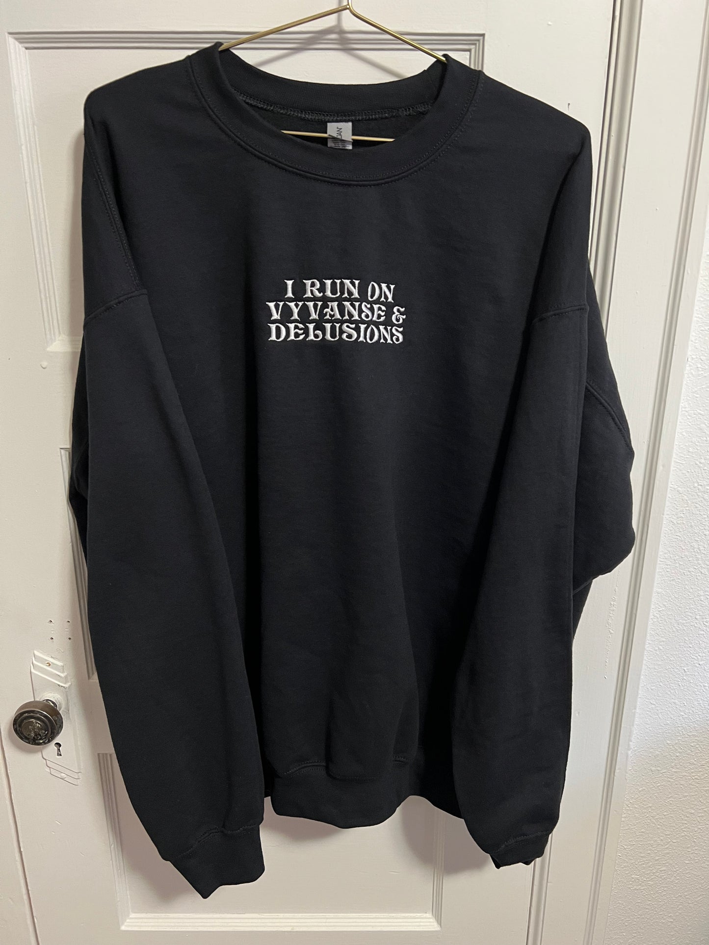 i run on ______& delusions embroidered crewneck (PREORDER)