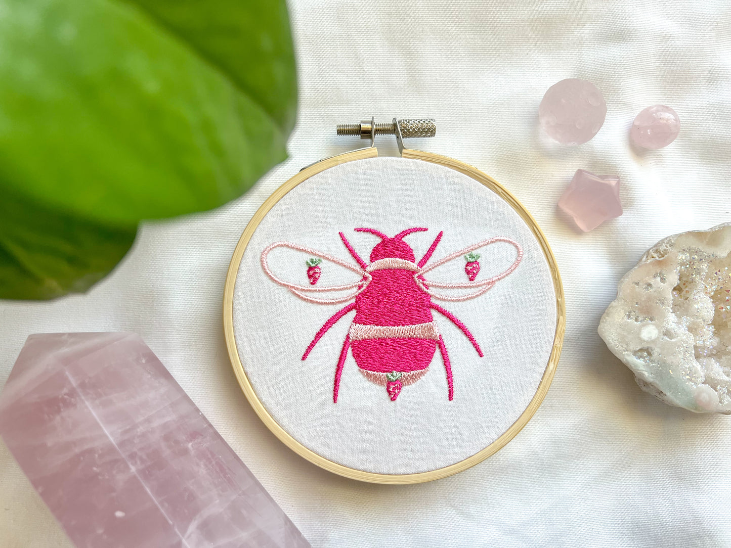 strawberry bee embroidery