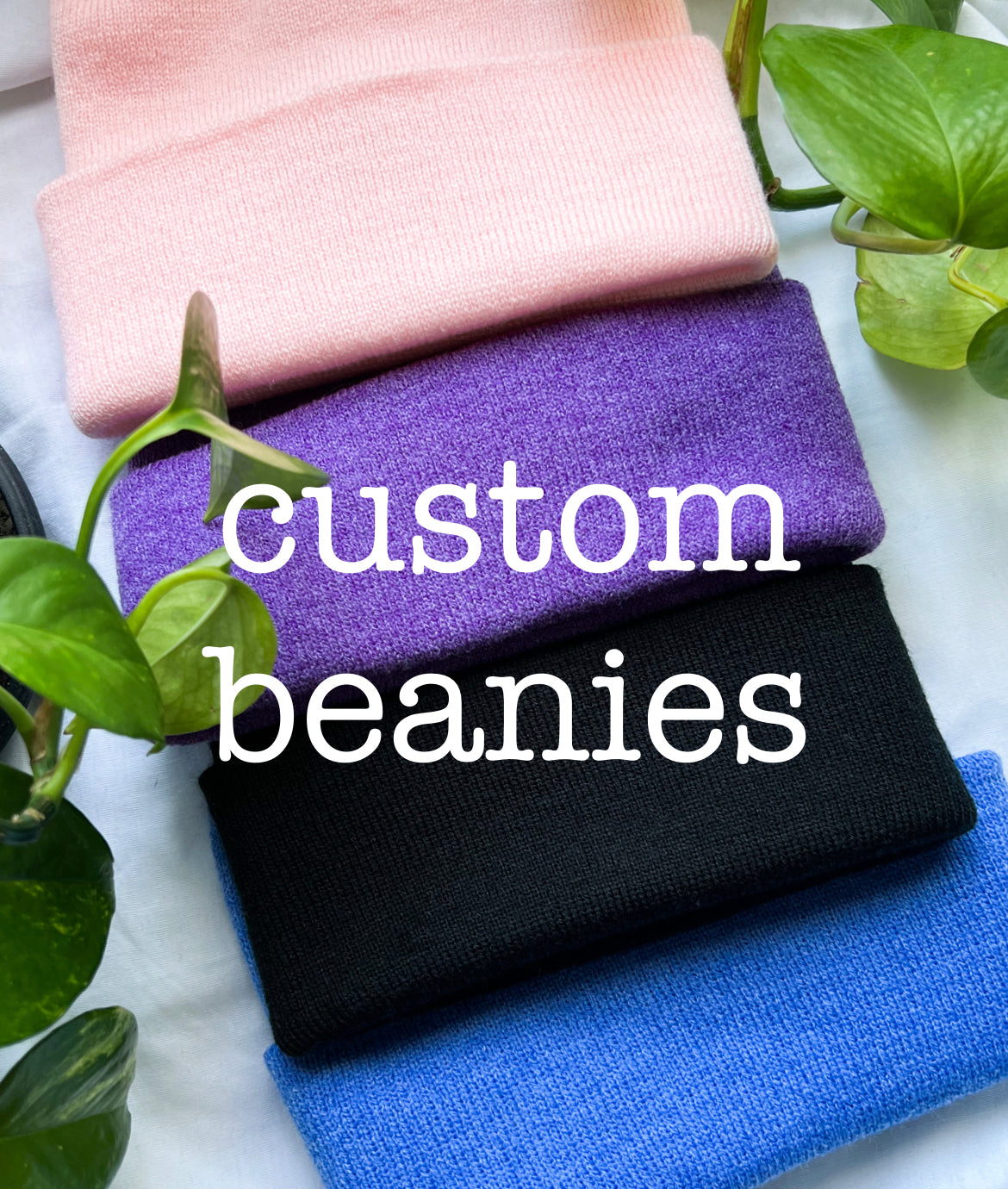 custom beanies (simple quotes)