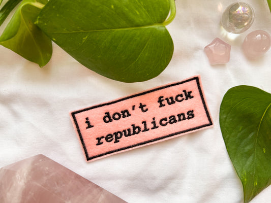 i don't fuck republicans iron-on patch