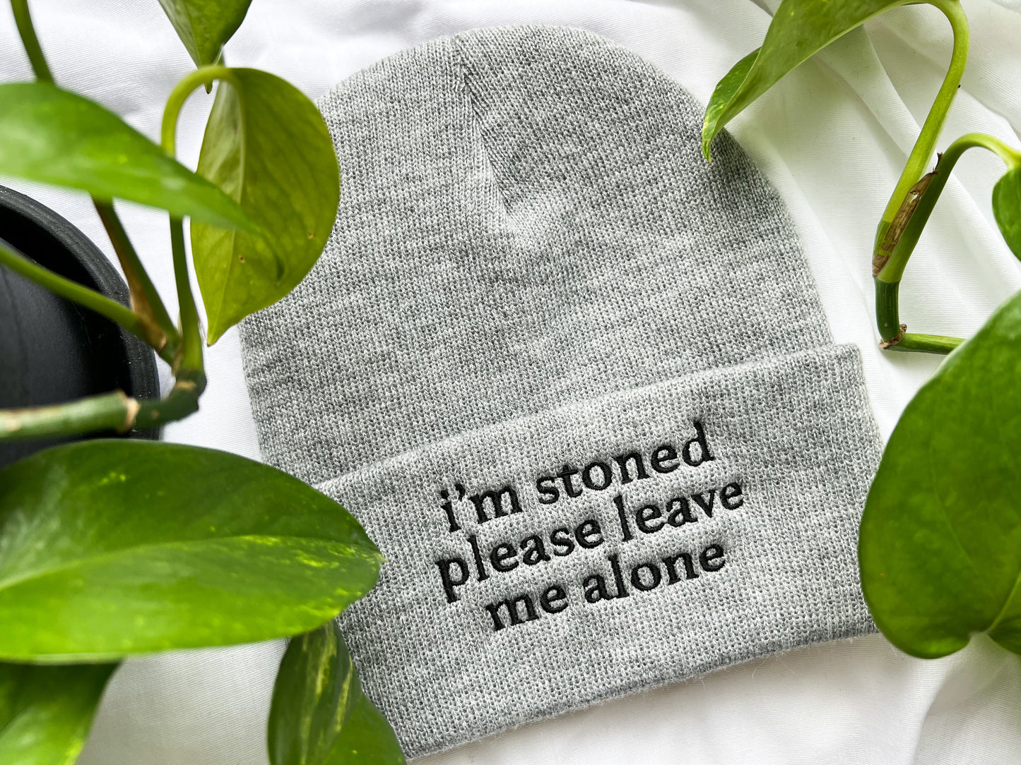 i’m stoned please leave me alone beanie